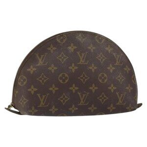 LOUIS VUITTON Monogram Trousse Demi Ronde Cosmetic Pouch M47520 LV Auth 150155